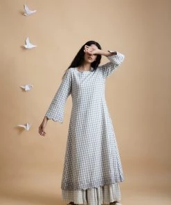 BunaStudio Gingham Scallop Dress Maxi Dresses