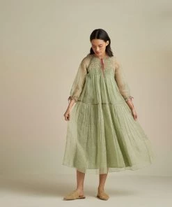 BunaStudio Midi Dresses Calla Flounce Organza Dress