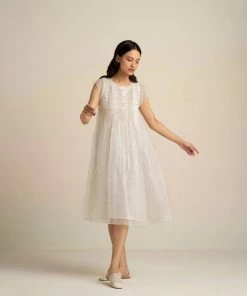 BunaStudio Midi Dresses Faded Rose Organza Midi Dress