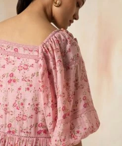 BunaStudio Maxi Dresses Flamingo Peasant Dress