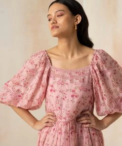 BunaStudio Maxi Dresses Flamingo Peasant Dress