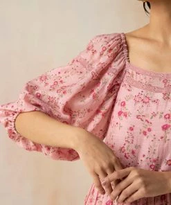 BunaStudio Maxi Dresses Flamingo Peasant Dress