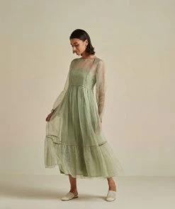 BunaStudio Matcha Swirl Organza Dress