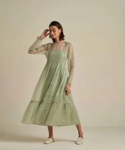 BunaStudio Matcha Swirl Organza Dress