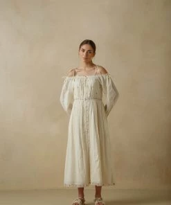 BunaStudio Off-Shoulder Lawn Dress Maxi Dresses