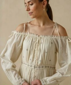 BunaStudio Off-Shoulder Lawn Dress Maxi Dresses