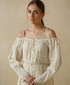 BunaStudio Off-Shoulder Lawn Dress Maxi Dresses