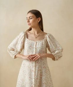 BunaStudio Periwinkle Linen Dress Midi Dresses