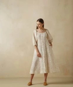 BunaStudio Periwinkle Linen Dress Midi Dresses