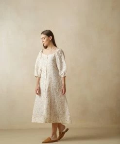 BunaStudio Periwinkle Linen Dress Midi Dresses