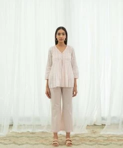 BunaStudio Tops & Blouses Pink Gingham Smock Top
