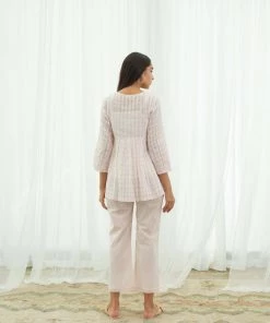 BunaStudio Tops & Blouses Pink Gingham Smock Top