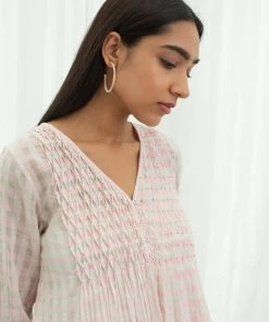 BunaStudio Tops & Blouses Pink Gingham Smock Top