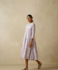 BunaStudio Midi Dresses Sallyrosa Cotton Check Dress