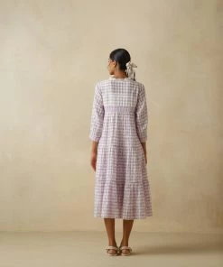 BunaStudio Midi Dresses Sallyrosa Cotton Check Dress