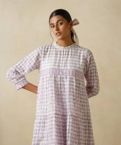 BunaStudio Midi Dresses Sallyrosa Cotton Check Dress