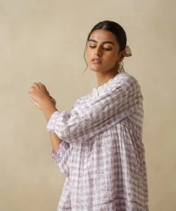 BunaStudio Midi Dresses Sallyrosa Cotton Check Dress