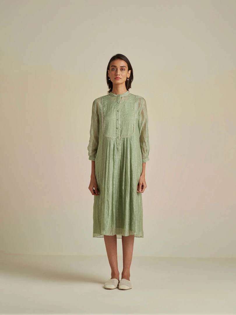 BunaStudio Midi Dresses Seafoam Mandarin Collar Dress 3 BunaStudio Midi Dresses Seafoam Mandarin Collar Dress