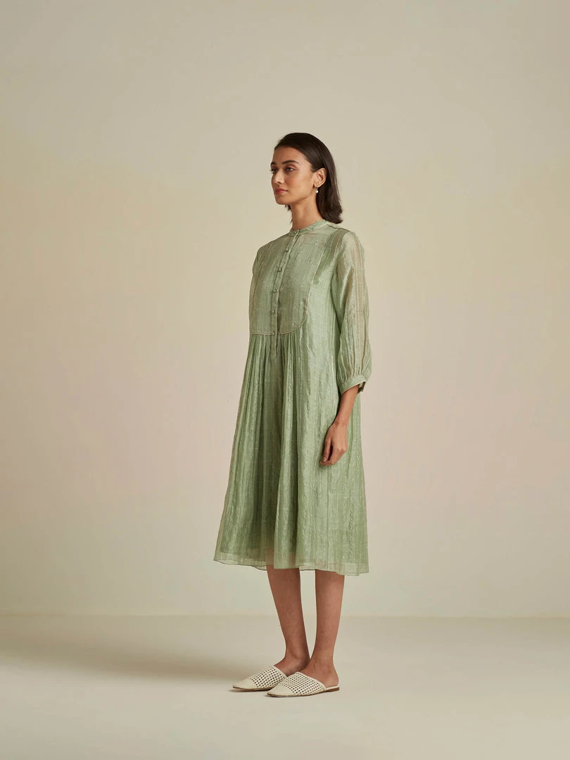 BunaStudio Midi Dresses Seafoam Mandarin Collar Dress 4 BunaStudio Midi Dresses Seafoam Mandarin Collar Dress