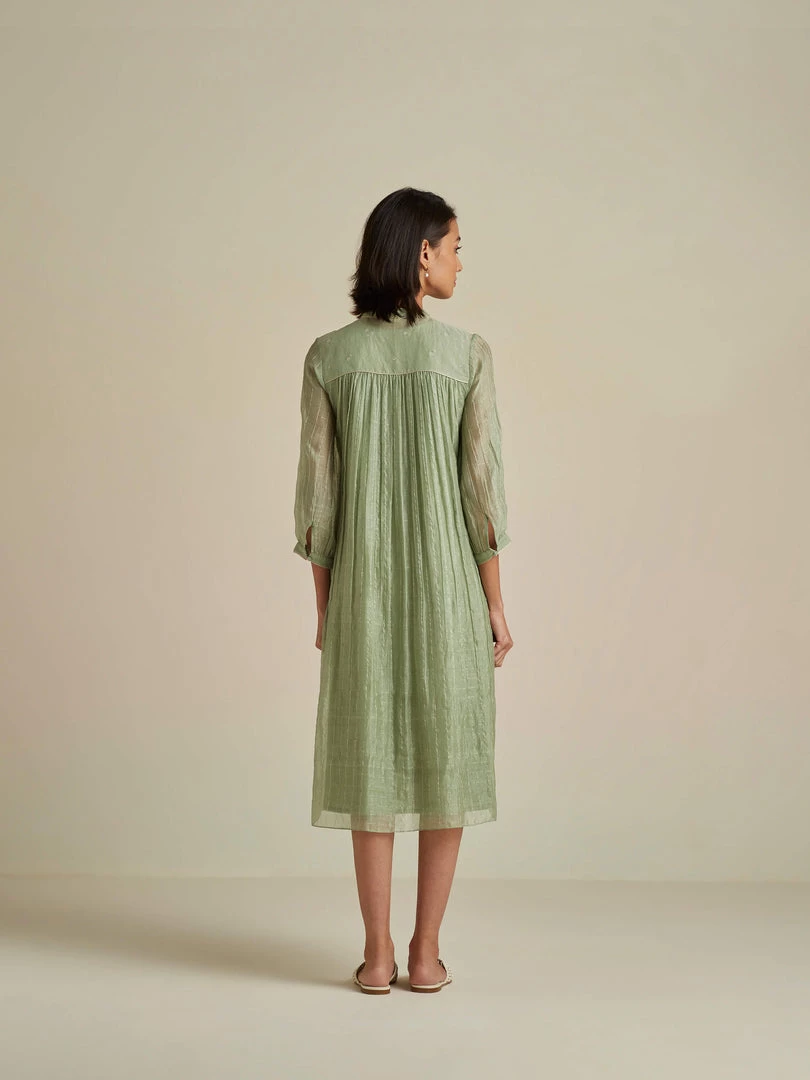 BunaStudio Midi Dresses Seafoam Mandarin Collar Dress 5 BunaStudio Midi Dresses Seafoam Mandarin Collar Dress