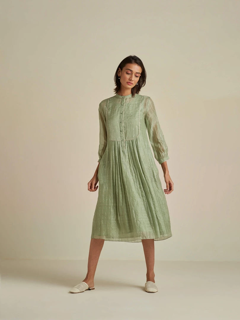 BunaStudio Midi Dresses Seafoam Mandarin Collar Dress 6 BunaStudio Midi Dresses Seafoam Mandarin Collar Dress