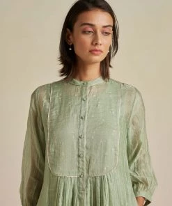 BunaStudio Midi Dresses Seafoam Mandarin Collar Dress 14 BunaStudio Midi Dresses Seafoam Mandarin Collar Dress