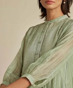 BunaStudio Midi Dresses Seafoam Mandarin Collar Dress 16 BunaStudio Midi Dresses Seafoam Mandarin Collar Dress