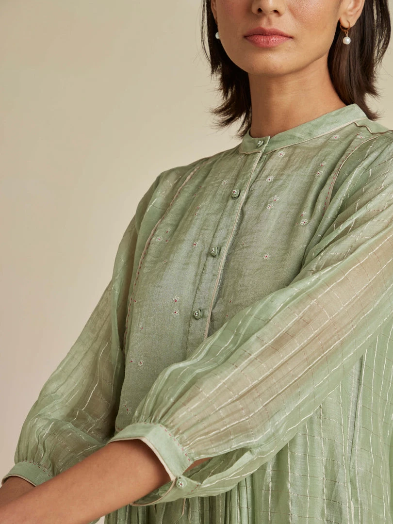 BunaStudio Midi Dresses Seafoam Mandarin Collar Dress 9 BunaStudio Midi Dresses Seafoam Mandarin Collar Dress