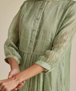 BunaStudio Midi Dresses Seafoam Mandarin Collar Dress 17 BunaStudio Midi Dresses Seafoam Mandarin Collar Dress