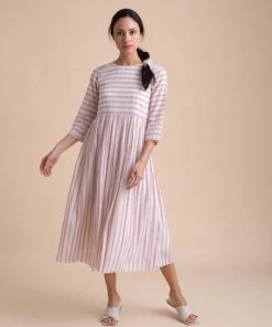 BunaStudio Midi Dresses Backwoods Stripe Dress