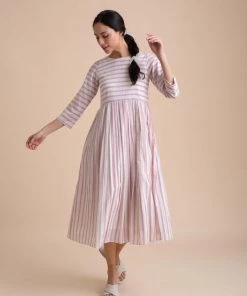 BunaStudio Midi Dresses Backwoods Stripe Dress