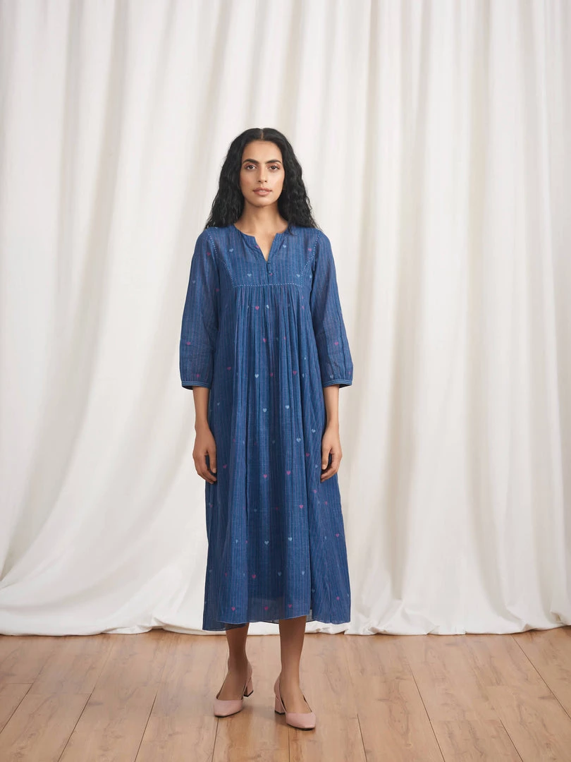 BunaStudio Indigo Skies Gathered Dress Midi Dresses 4 BunaStudio Indigo Skies Gathered Dress Midi Dresses