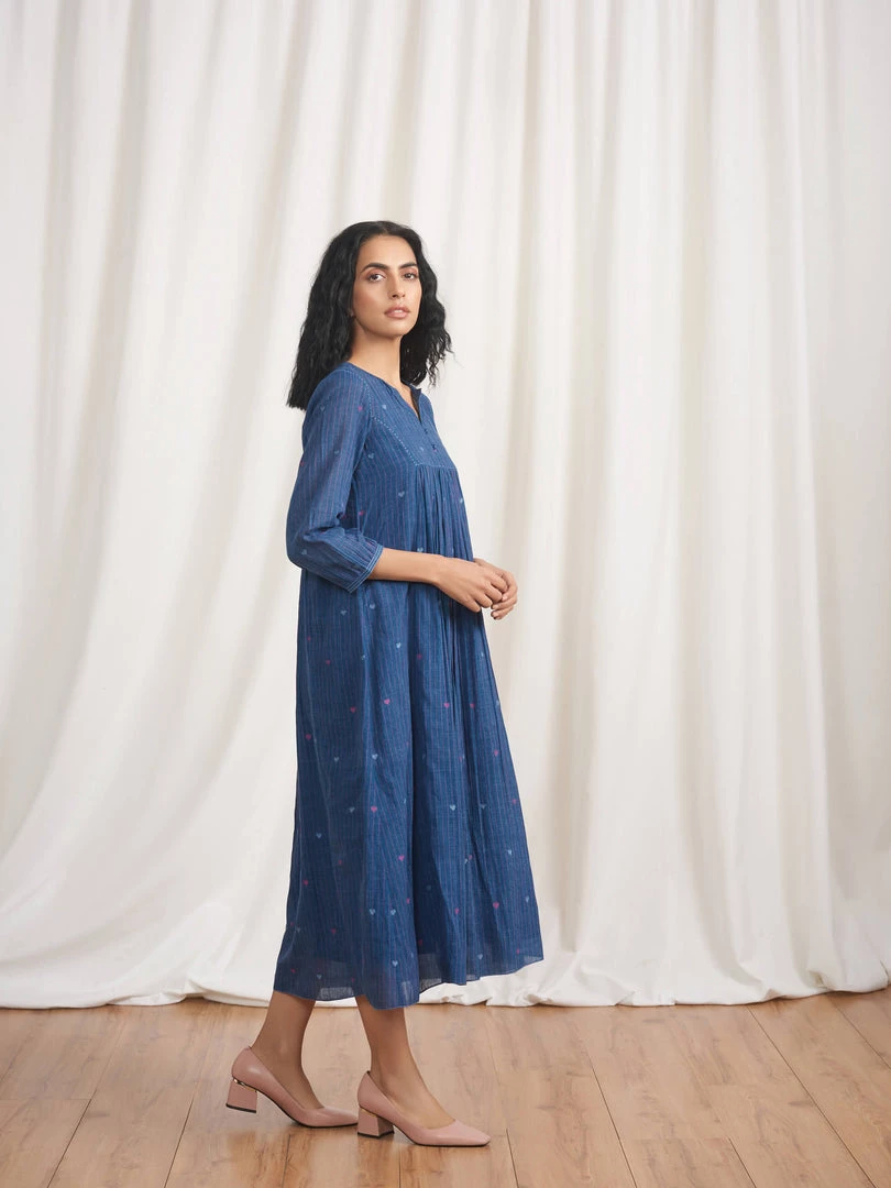 BunaStudio Indigo Skies Gathered Dress Midi Dresses 5 BunaStudio Indigo Skies Gathered Dress Midi Dresses