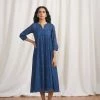 BunaStudio Indigo Skies Gathered Dress Midi Dresses
