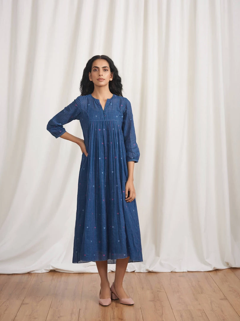 BunaStudio Indigo Skies Gathered Dress Midi Dresses 3 BunaStudio Indigo Skies Gathered Dress Midi Dresses