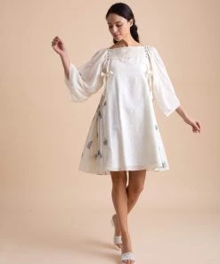 BunaStudio Mini Dresses Ivory Bow Dress